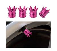 JNNJ 4 Pezzi Tappi Antipolvere Pneumatici Auto Tappi Valvola Pneumatici Crown, Tappi Universali Degli Steli Lega Alluminio Auto, Tappo Valvola Pneumatico Auto Stelo Valvola Pneumatici(Rosa)