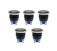 JNNJ 5Pcs Interruttore in Metallo Impermeabile 16mm, Pulsante di Modifica Momentaneo, Interruttore di Avvio Rotondo Autobloccante, LED Pulsante di Controllo Aggiuntivo Universale per Veicoli Marine