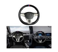JNNJ Copertura Universale Del Coprivolante Dell'auto in Pelle, Coprivolante Fai Da Te, Copertura Protettiva per Il Volante 37-38cm, Universale Volante in Pelle Dell'auto Punto Sulla Wrap(Nero)