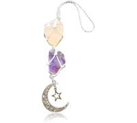 JNNJ Cristallo Auto Appendere Ornamento, Auto Ciondolo per Specchietti Retrovisori, Cristallo Ciondolo Specchietto Retrovisore, Pietra Cristallo Accessori(Giallo/Viola)