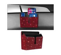 JNNJ Scatola Portaoggetti per Auto, Scatola Portaoggetti per Telefono Auto Bling, Scatola Portaoggetti Console Automatica, Per Riporre Chiavi Telefoni Cellulari Occhiali Monete Banconote(Rosso)