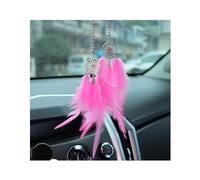 JNNJ Veicolo Interno Hanging Decorazione, Auto Specchio Hanging Accessori, Ciondolo Acchiappasogni a Forma Piuma, Accessori Automobilistici Carini, per Moda Donne Ciondolo Decorativo(Rosa)