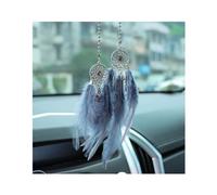 JNNJ Veicolo Interno Hanging Decorazione, Auto Specchio Hanging Accessori, Ciondolo Acchiappasogni a Forma Piuma, Accessori Automobilistici Carini, per Moda Donne Ciondolo Decorativo(Grigio)