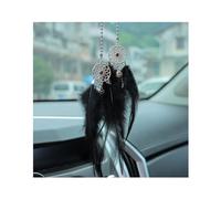 JNNJ Veicolo Interno Hanging Decorazione, Auto Specchio Hanging Accessori, Ciondolo Acchiappasogni a Forma Piuma, Accessori Automobilistici Carini, per Moda Donne Ciondolo Decorativo(Nero)