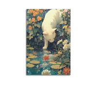 JNNJMN Poster decorativo da parete su tela, motivo gatto by the koi, stampa moderna per camera da letto, per camera da letto, 60 x 90 cm
