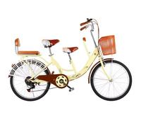 JNPGVTCD Bicicletta da pendolare Tandem con Sedile Anteriore e Posteriore, Ibrida a 6 velocità Adulti e Bambini, Comodo Schienale in Spugna e Rete di Protezione per Le Gambe, i