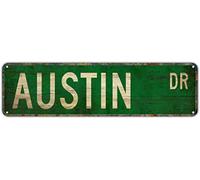 JNPLKM 40,6 x 40,6 cm targa in metallo vintage Austin cartello stradale cartello stradale retrò per casa bar caffè giardino decorazione interna esterna