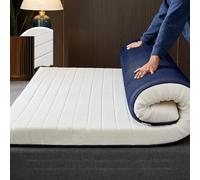 JNTFNE Coprimaterasso in memory foam spesso 4 cm, 150 x 190 cm, cuscino da pavimento giapponese, traspirante, pieghevole, comodo supporto trapuntato per una migliore qualità del sonno