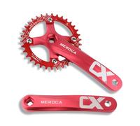 JNTFNE Guarnitura per Mountain Bike conica Quadrata da 170 mm, 104 BCD, Corona Stretta e Larga con 32T/34T/36T/38T/40T/42T, Corona Singola per Mountain Bike e guarniture (Rosso, 42T)