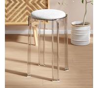JNTFNE Set di 2 sgabelli impilabili in acrilico trasparente, morbidi e rotondi, 45,7 cm, design compatto, per riunioni di famiglia e bar, ideali per riunioni e preghiere (trasparente + bianco)