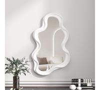 JNTFNE Specchio da Parete a Forma di Nuvola Irregolare, Specchio Asimmetrico da Parete, Specchio Decorativo per Soggiorno, Camera da Letto, Bagno, Ingresso, Bianco.