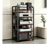 JNTFNE Supporto Multimediale Av Mobile Con Ruote, Scaffale Per Audio/video Regolabile In Altezza, Console Componente Ricevitore Stereo Moderno Per Soggiorno, Studio Di Gioco E Registrazione Brown F