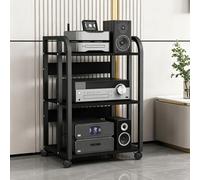 JNTFNE Supporto Multimediale Av Mobile Con Ruote, Scaffale Per Audio/video Regolabile In Altezza, Console Componente Ricevitore Stereo Moderno Per Soggiorno, Studio Di Gioco E Registrazione Black C