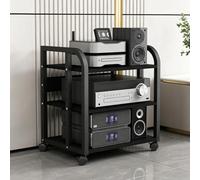 JNTFNE Supporto Multimediale Av Mobile Con Ruote, Scaffale Per Audio/video Regolabile In Altezza, Console Componente Ricevitore Stereo Moderno Per Soggiorno, Studio Di Gioco E Registrazione Black B