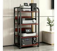 JNTFNE Supporto Multimediale Av Mobile Con Ruote, Scaffale Per Audio/video Regolabile In Altezza, Console Componente Ricevitore Stereo Moderno Per Soggiorno, Studio Di Gioco E Registrazione Brown E