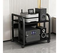 JNTFNE Supporto Multimediale Av Mobile Con Ruote, Scaffale Per Audio/video Regolabile In Altezza, Console Componente Ricevitore Stereo Moderno Per Soggiorno, Studio Di Gioco E Registrazione Black A