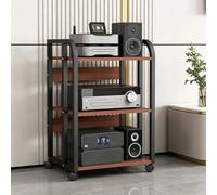 JNTFNE Supporto Multimediale Av Mobile Con Ruote, Scaffale Per Audio/video Regolabile In Altezza, Console Componente Ricevitore Stereo Moderno Per Soggiorno, Studio Di Gioco E Registrazione Brown C