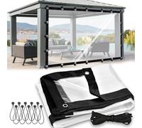 JNTFNE Telo Impermeabile per Gazebo da Giardino 4x5 Piedi, telone in PVC Resistente con Occhielli, telone Impermeabile e Anti-Neve, telone Trasparente per Copertura del Terreno