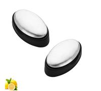 JNTMIKUN Set di 2 saponi in acciaio inox, con portasapone in acciaio inox, per cucina, bar, elimina gli odori e sapone, FZ-0001-Y