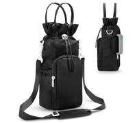 JNUYISW Porta Borraccia, 40 oz Borsa per Bottiglia d'Acqua Nero Porta Bottiglia d'Acqua per Stanley Cup con Tracolla Regolabile e Tasche con Cerniera, Adatto per la Corsa e i Viaggi in Bicicletta