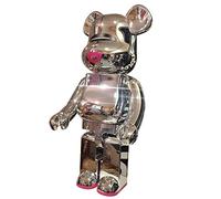 JNVHFGT Fashion Bearbrick, 1000% 70cm Building Blocks Bambola Ornamento Decorativo Casa Scultura Statua Statue e Figurine(Silver)