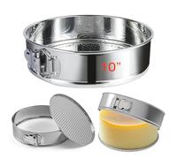 JNXHON Teglia per torte con apertura a molla, in acciaio inox, a prova di perdite e antiaderente, con fondo rimovibile, teglia rotonda per torte a molla per cottura (10 x 10)