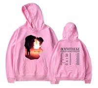 JNYEHSUI Felpa con Cappuccio per Uomo Top Casual Sport Street Trend Harajuku Maniche Lunghe Boywithuke Sportivo Unisex Doppia Faccia Stampa Felpa con Cappuccio-Pink||3X_l
