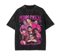 JNYEHSUI Manica Corta per Gli Uomini Lavaggio Maglietta Pedro Stampa Pascal T-Shirt Girocollo Cotone Costumi Casual Sport Manica Corta da Uomo Donna Cosplay Ragazzi E Ragazze-Black||m