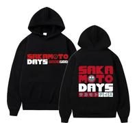 JNYEHSUI per Le Donne Hoodies Anime Sakamoto Days Stampa Cappuccio Uomo Donna Cosplay Casual Sport Street Trend Harajuku Sweatshirt Oversize Allentato Studente Felpa con Cappuccio-Black||XS