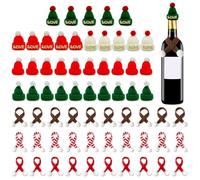 JNYUTEEN 65 Pezzi Set Mini Cappellini e Sciarpe Natalizi, Copri Bottiglie di Vino con Cappellini di Babbo Natale, Decorazioni Natalizie per Bottiglie e Artigianato