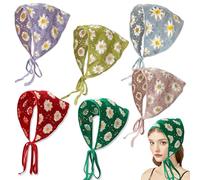 JNYUTEEN Bandana Capelli All'uncinetto, 6 Pezzi Fasce per Capelli Donna Bandane per Capelli Floreali, Vintage Foulard Bandana All'uncinetto Fascia Testa Lavorato per Donne