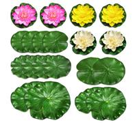 JNYUTEEN Set da 20 Pezzi con Foglie di Loto Artificiale e Fiori, Multicolore con Ninfee Artificiali per Acqua, Foglie Galleggianti in Eva per Acquario Terrazza Giardino Piscina e Laghetto