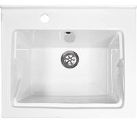 Jo-Bagno.it Mobile LAVATOIO Ceramica 60 x 50 x H 88 RENO Design Bianco Incluso di PILETTA in Acciaio E SIFONE Pilozza Profonda 33 cm (SX Foro Rubinetto)