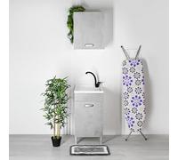 Jo-Bagno.it Mobile Lavatoio Lavanderia 45 x 50 x 84 H in Legno da 1.8 cm con vasca in plastica PVC DOMINA Bianco e Mix (Bianco/Cemento)