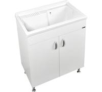 Jo-Bagno.it Mobile lavatoio lavanderia ATHENA con pilozzo L 80 P 50 con asse di lavaggio in legno sifone resistente ad acqua e umidità (80 x 50)