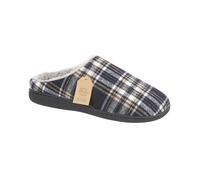Jo & Joe Pantofole da uomo trapuntate in finta pelle di pecora, foderate in finta pelliccia, Blu, 45 EU