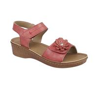 Jo & Joe Sandali da donna con zeppa e chiusura a strappo, con dettaglio floreale, Rosso, 37 EU