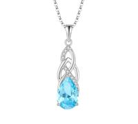 JO WISDOM Collana con ciondolo a forma di simbolo dell'infinito con nodo celtico, in argento 925, con pietra portafortuna, gioiello irlandese da donna, Zirconia cubica, Zirconia cubica