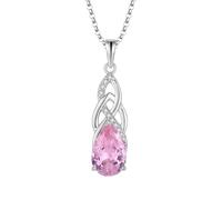 JO WISDOM Collana con ciondolo a forma di simbolo dell'infinito con nodo celtico, in argento 925, con pietra portafortuna, gioiello irlandese da donna, Zirconia cubica, Zirconia cubica