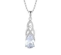 JO WISDOM Collana con ciondolo a forma di simbolo dell'infinito con nodo celtico, in argento 925, con pietra portafortuna, gioiello irlandese da donna, Zirconia cubica, Zirconia cubica