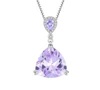 JO WISDOM Collana da donna in argento 925 taglio trilliant con pietra portafortuna, gioiello da donna, Zirconia cubica, Zirconia cubica