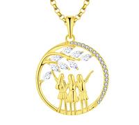 JO WISDOM Collana di Albero della Vita Argento 925 Donna,Ciondolo con Catena Sempre mia Sorella per Sempre la mia Amica Zirconia cubica 3A con Placcato in Oro Giallo