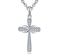 JO WISDOM Collana di Infinito Croce Argento 925 Donna,Ciondolo con Catena Crocifisso Celtico Zirconia cubica AAA