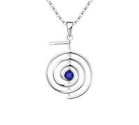 JO WISDOM Collana Reiki Cho Ku Rei Argento 925 Donna, Ciondolo Guarigione Energia Gioielli Yoga,5A Zirconia cubica Settembre Birthstone Colore Zaffiro