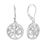 JO WISDOM Orecchini Albero Della Vita Argento 925 Donna con AAA Zirconia Cubica Aprile Birthstone