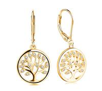 JO WISDOM Orecchini Albero Della Vita Yggdrasil Argento 925 Donna con AAA Zirconia Cubica con Placcato Oro Giallo
