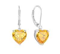 JO WISDOM Orecchini Pendenti Cuore Argento 925 Donna con Cuore 3A Zirconia cubica Novembre Birthstone Colore Citrino