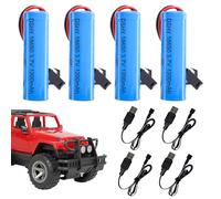 JOAASU Batteria agli ioni di litio da 3,7 V, 1200 mAh, 4 pezzi, 3,7 V, 18650, ricaricabili, con 4 connettori USB SM-2P, batteria universale agli ioni di litio per auto, camion rc, robot
