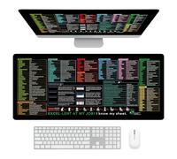 JOAASU Excel Tappetino Mouse con Scorciatoia, 80x30cm Shortcuts Mauspad, Excel Tappetino per Mouse con Tasti di Scelta Rapida, Sottomano Scrivania, Tastaturkürzeln für Office, per Ufficio e Casa, Nero
