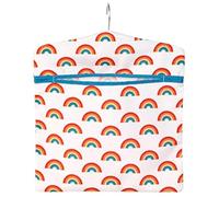 Joalpysm Borsa per mollette arcobaleno con gancio, borsa riutilizzabile per mollette, contiene 100 mollette, cesto in tela resistente, organizer multiuso per bucato